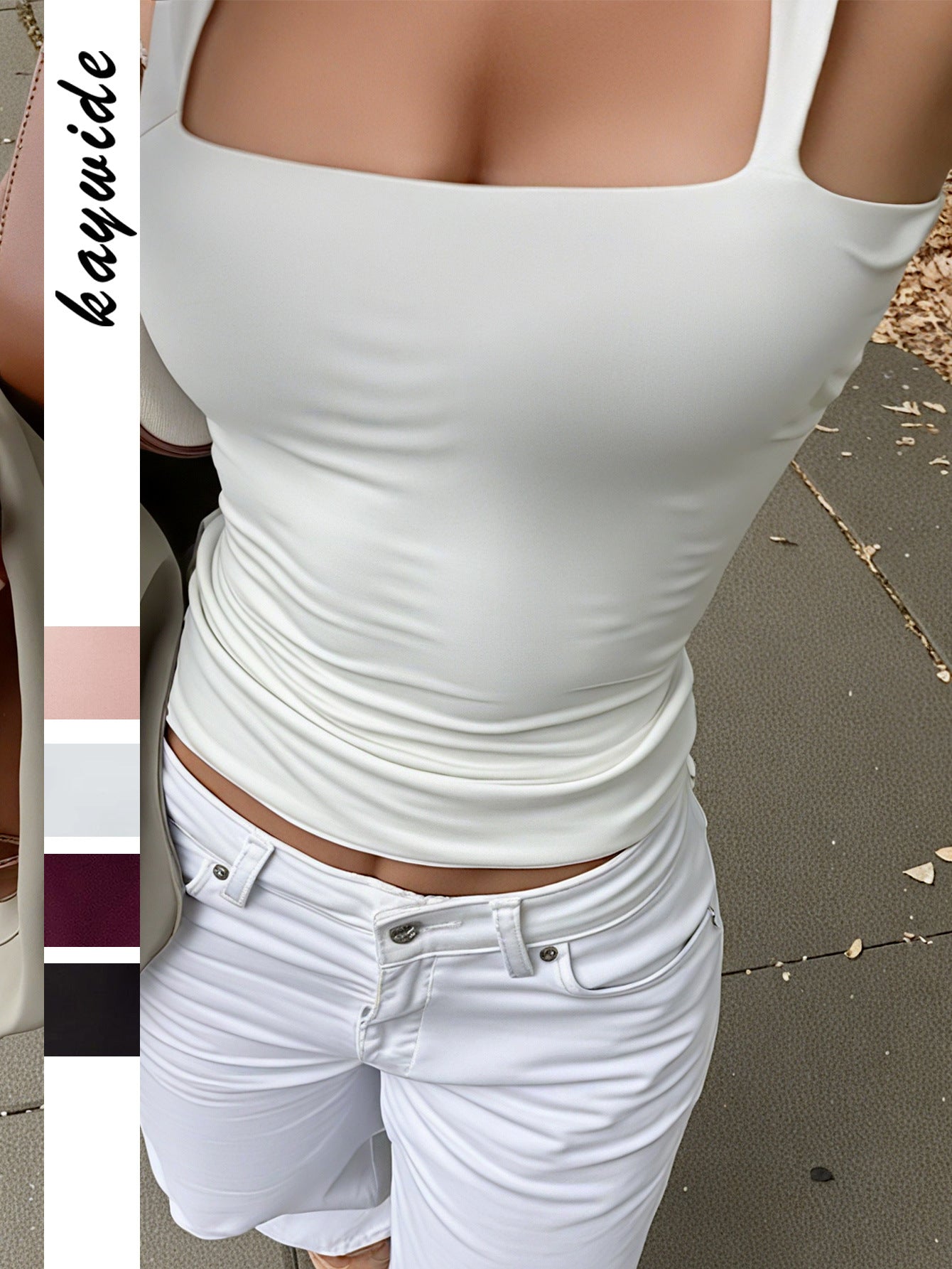 Women's Slim Fit Yoga Tank Top - Solid Colored Polyester