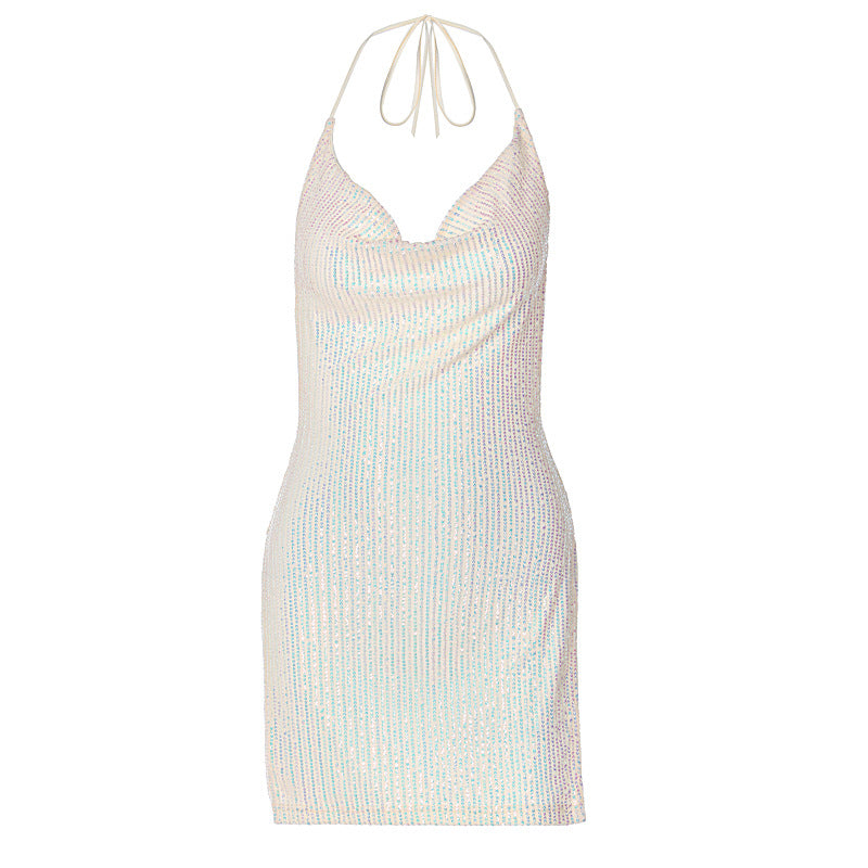 Backless Hollow Out Neckline Short Dress for Women