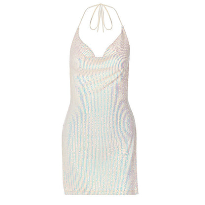 Backless Hollow Out Neckline Short Dress for Women