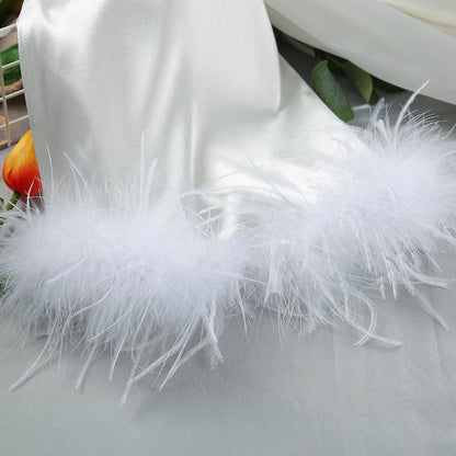 Sexy Feather Waist Tie Homewear Dress