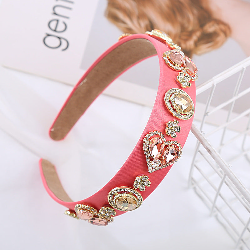 Baroque Glass Heart Headband Trendy Elegant Hair Accessory