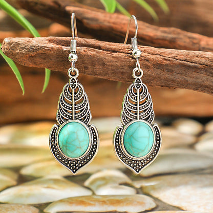 Bohemian Turquoise Teardrop Earrings Vintage Alloy Geometry