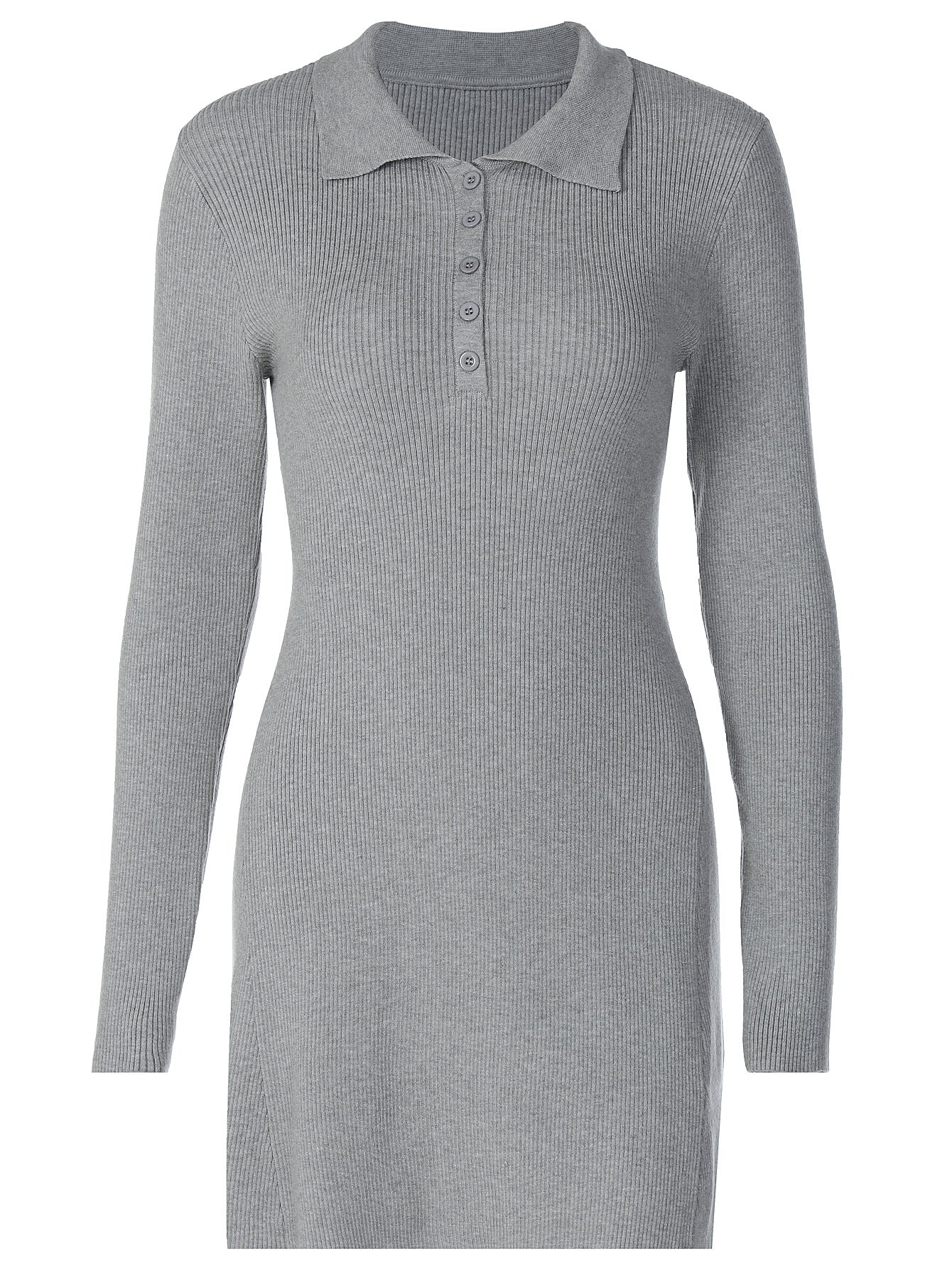 Trendy Casual Solid Color Polo Neck Long Sleeve Dress