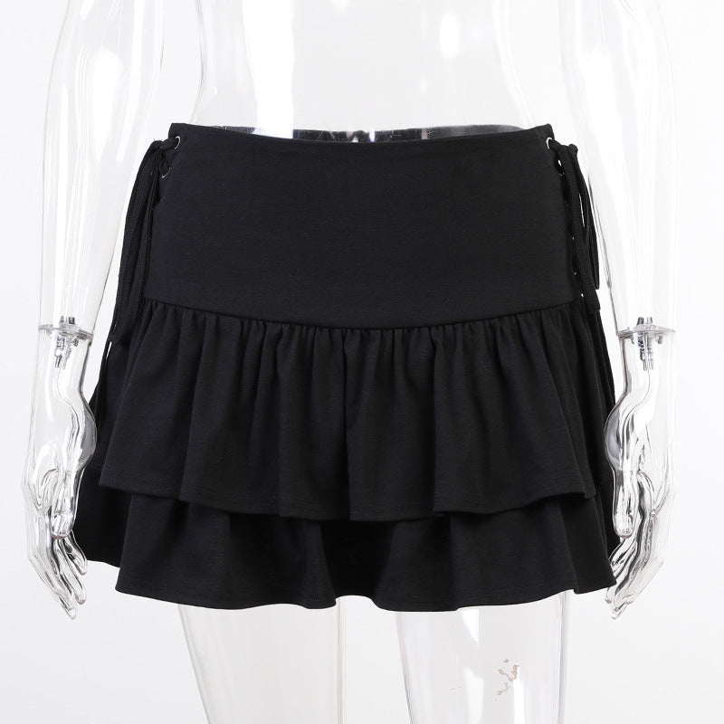 Sleeveless Black Mini Skirt With Side Ties