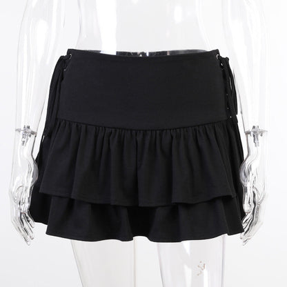 Sleeveless Black Mini Skirt With Side Ties
