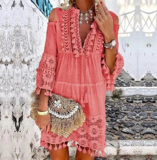 Spring And Summer New 7 Colors Boho Dress Ladies Fashion Sweet Lady Dress Plus Size S-5Xl