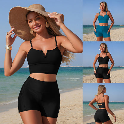 New Two-Piece Bikini With Pockets In Solid Colors