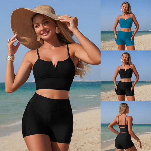 New Two-Piece Bikini With Pockets In Solid Colors