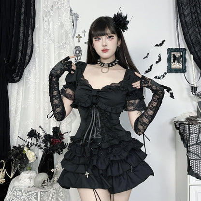 Gothic Style V-Neck Crop Top Sexy Urban Fashion
