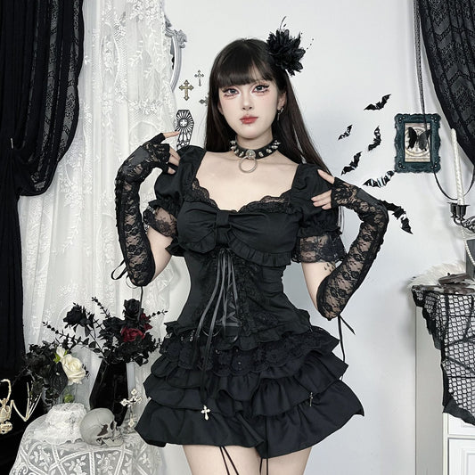 Gothic Style V-Neck Crop Top Sexy Urban Fashion