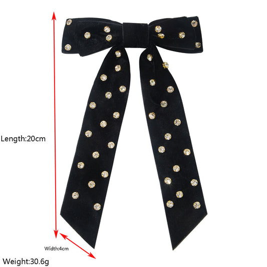 Chic Double Layer Bow Hair Clip with Rhinestones