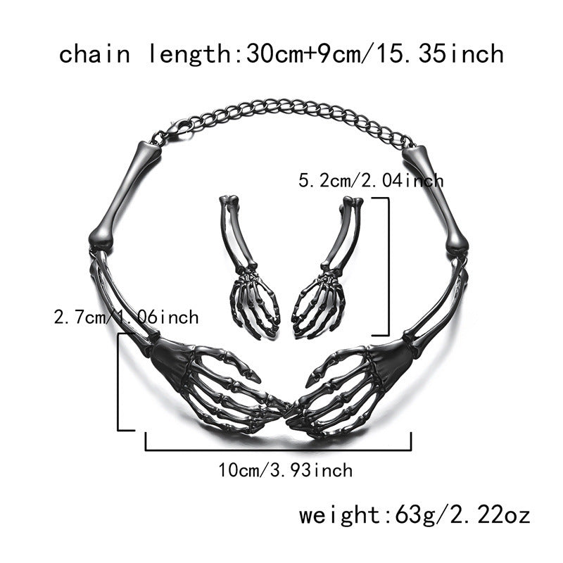 Halloween Stylish Skeleton Skull Claw Necklace