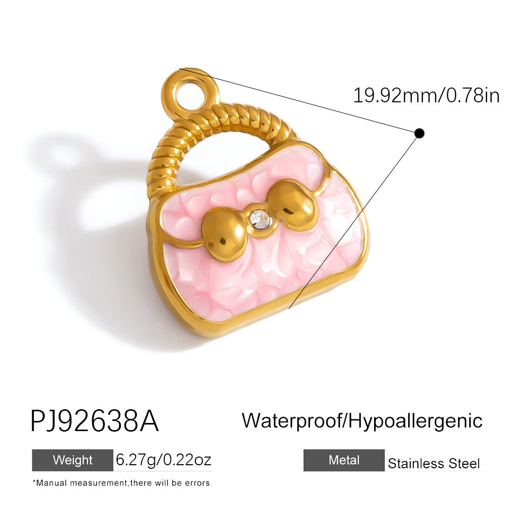 Colorful Oil-Drop Fish Heart Pendant Steel DIY Jewelry Accessories