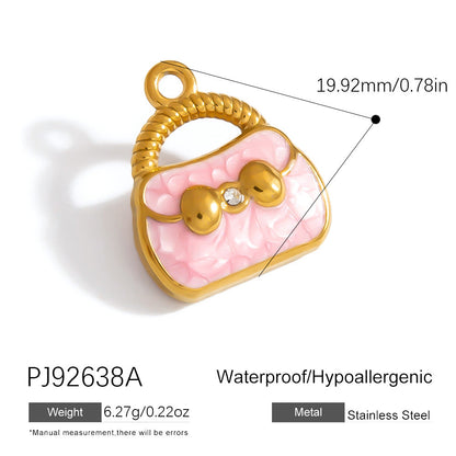 Colorful Oil-Drop Fish Heart Pendant Steel DIY Jewelry Accessories