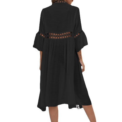 Beach Vacation Lace-Trimmed Cover-Up Stylish Loose Fit Kimono