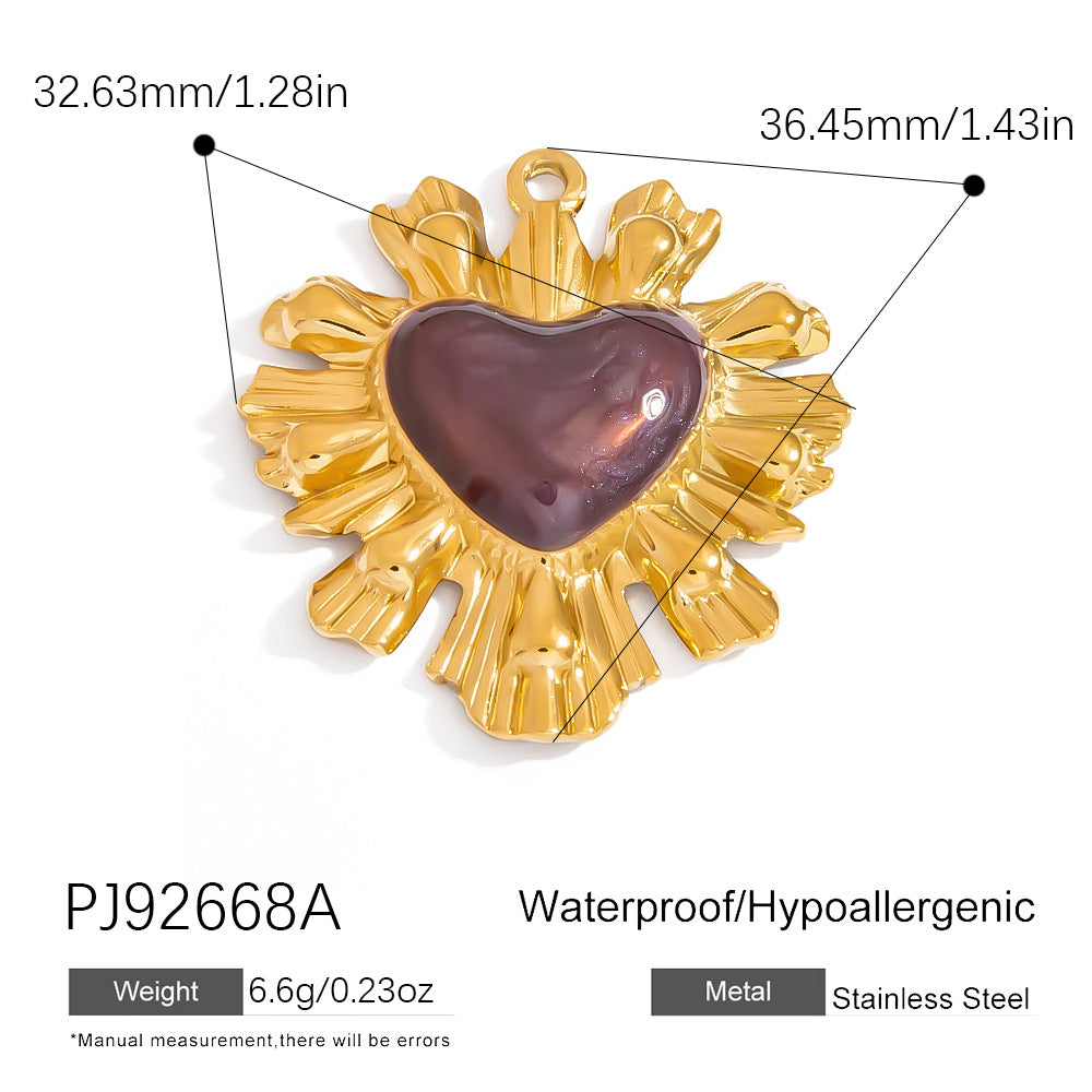 Heart Flower Pendant Accessories 18K Gold Plated Stainless Steel Jewelry