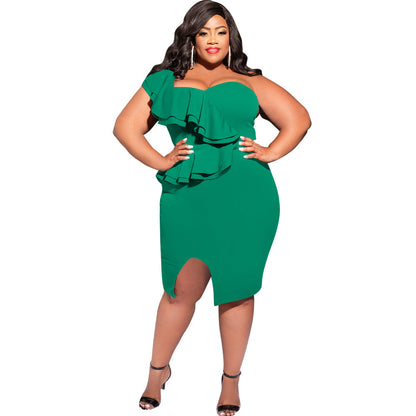 Off-Shoulder Ruffle Midi Dress Stylish Casual Dress
