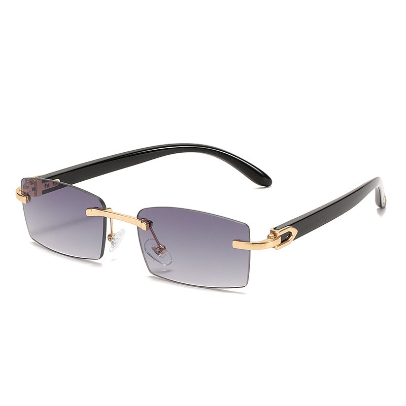 Trendy Unframed Square Sunglasses Jelly Color UV400 Protection