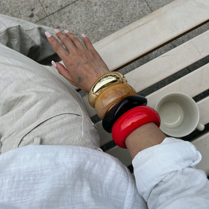 Fashionable Gradient Acrylic Wide Bracelet Geometric Resin Jewelry