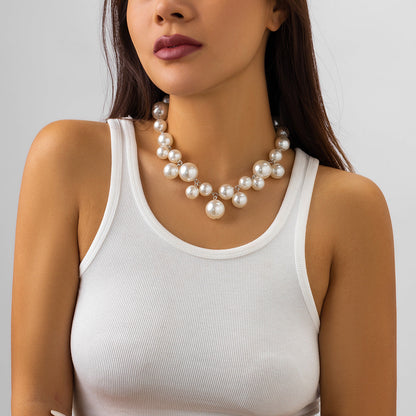 Punk Style Creative Beaded Faux Pearl Tassel Necklace For Women