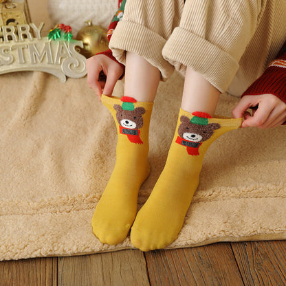 Christmas Reindeer Cartoon Funny Crew Socks