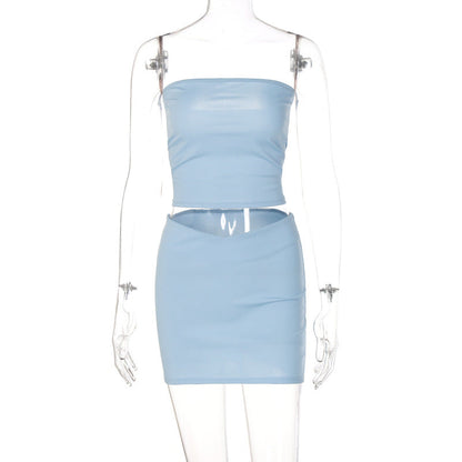 Trendy Casual Off-Shoulder Slim Fit Skirt Set