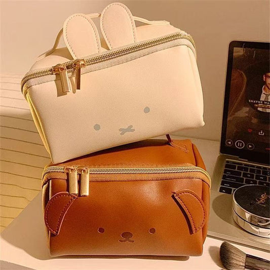 Brown Dog Handheld Makeup Bag Cute Design Multifunctional Storage Pouch