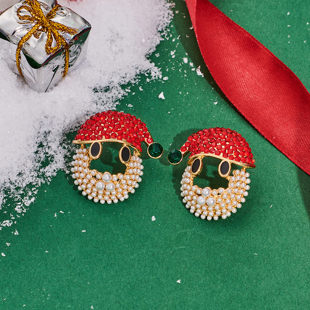 Trendy Enamel Christmas Theme Rhinestone Dangle Earring