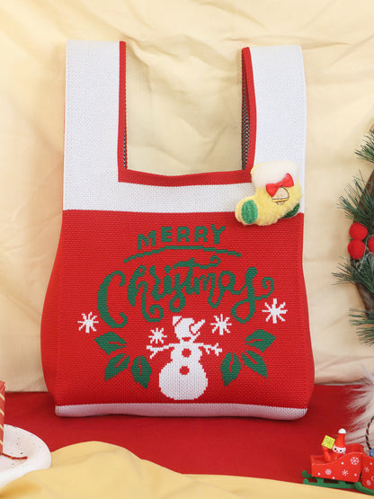 Merry Christmas Wristlet Knit Gift Bag