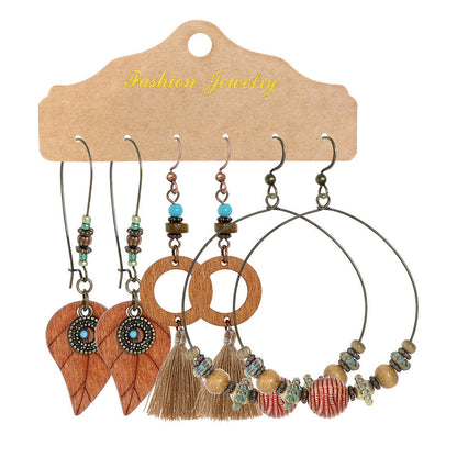 Bohemian Tassel Earrings Set Vintage Style Fashion Jewelry