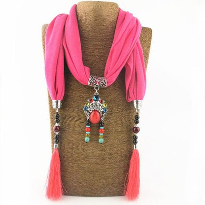 New Cotton And Linen Scarf Tassel Pendant Scarf Tibetan Women Shawl Scarf Jewelry Necklace National Wind Scarf