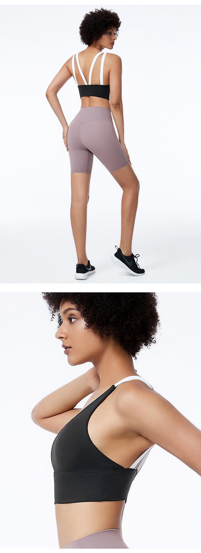 Quick-Drying Running Sports Underwear Ladies Fitness Color Matching Vest Sports Bra Anti-Vibration Yoga Clothes