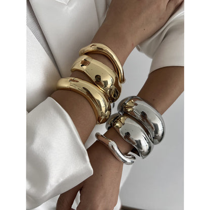 Trendy Irregular Geometric Metal Lava Bracelets For Women