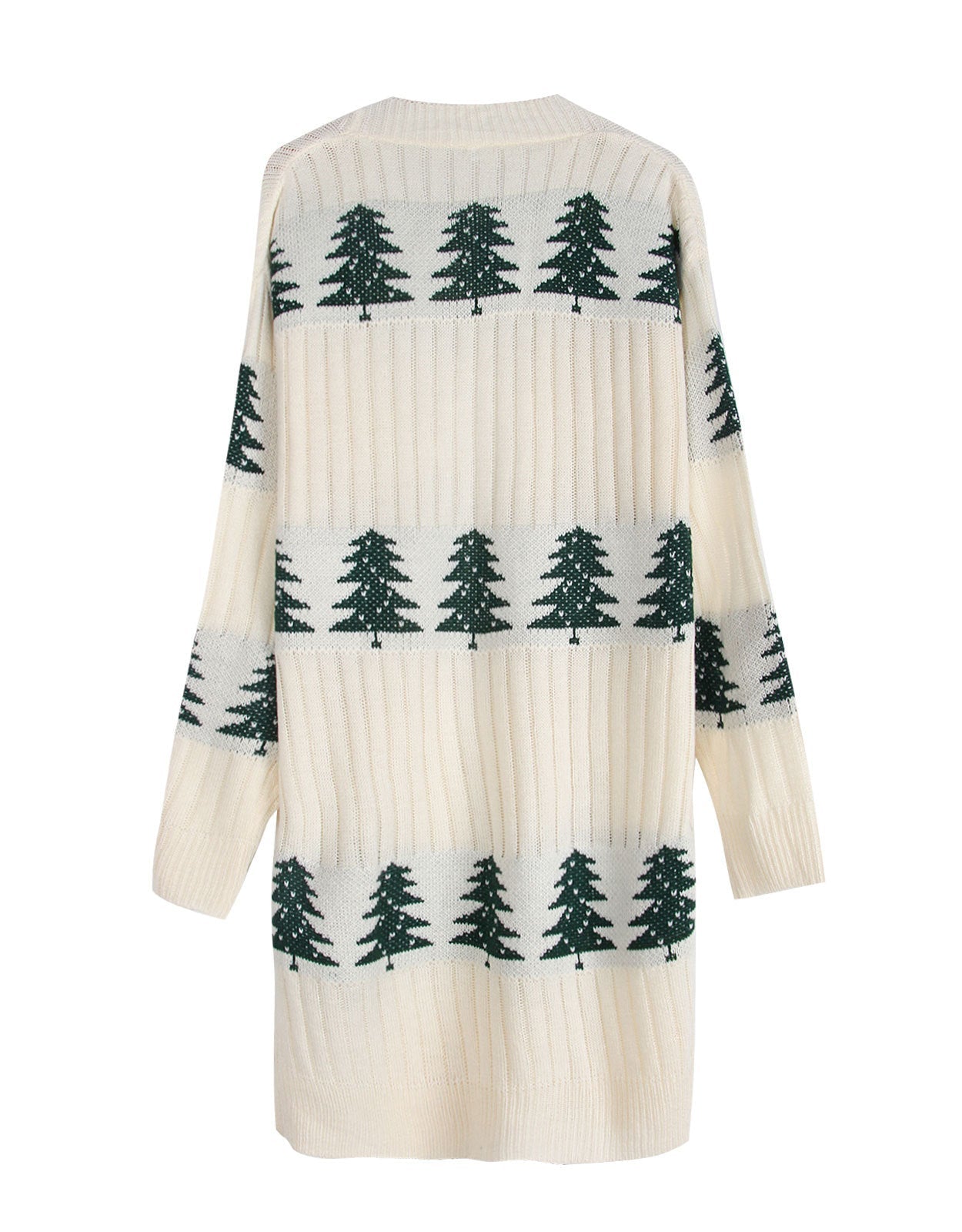 Trendy Embroidery Christmas Tree Knit Long Cardigan