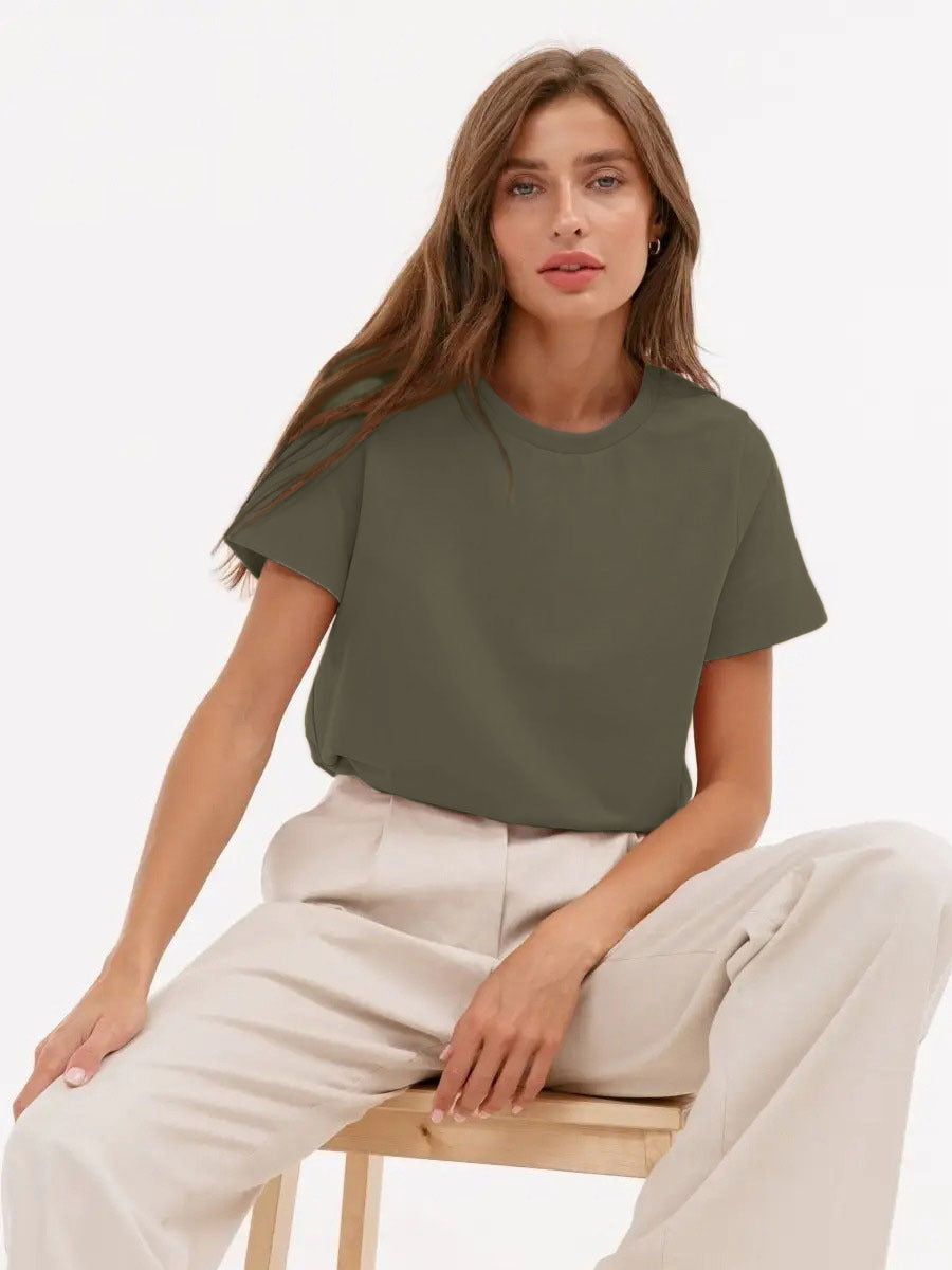 Casual Solid Cotton Short Sleeve T-Shirt for Everyday Wear
