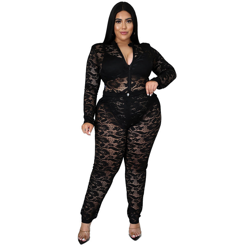Sheer Lace 2-Piece Set Sexy Nightclub Outfit For Women
