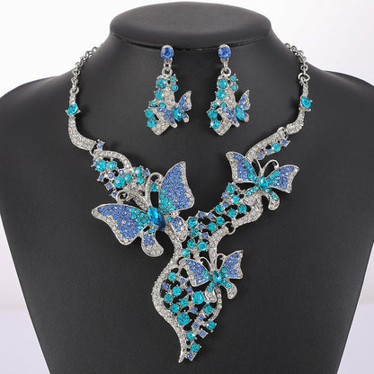 Fashionable Butterfly Necklace Set with Earrings - Alloy Jewelry for Women