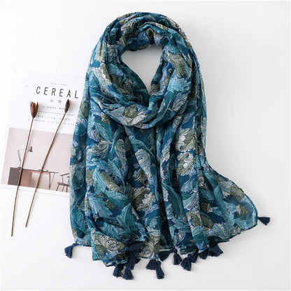 Japanese Literary And Artistic Fresh Cotton And Linen Scarf Retro Patchwork Bohemian Cashew Print Silk Scarf Beautiful Sunscreen Scarf
