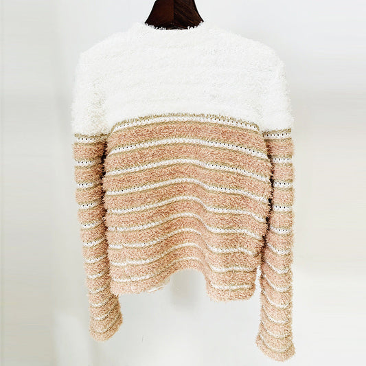 Trendy Striped Knit Cardigan Jacket Stylish All-Season
