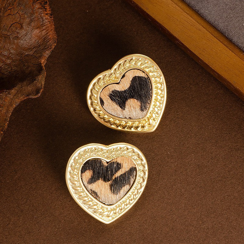 Natural Horse Hair Leopard Print Earrings Luxury Fashion Accessories