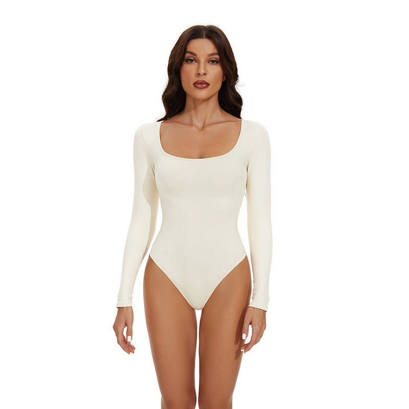 Seamless Bodycon Square Neck Button Dress