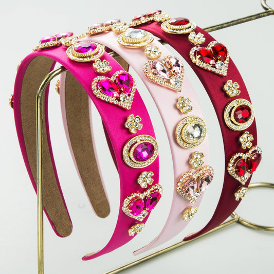 Baroque Glass Heart Headband Trendy Elegant Hair Accessory