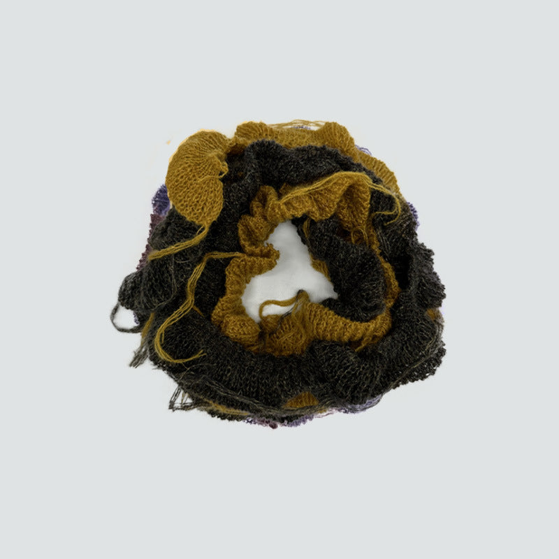 Spiral Knit Wool Blend Scarf with Fringe for Unisex