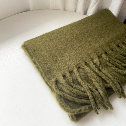 2+ Solid Color Tassel Mohair Scarves