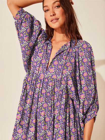 Vintage Floral Maxi Dress Relaxed Casual Style