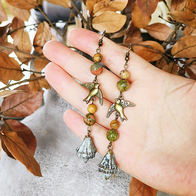Handmade Vintage-Inspired Earrings with Natural Stone