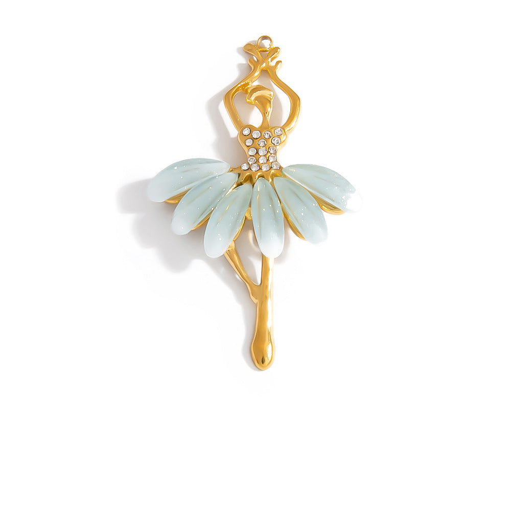 Colorful Oil-Drop Fish Heart Pendant Steel DIY Jewelry Accessories