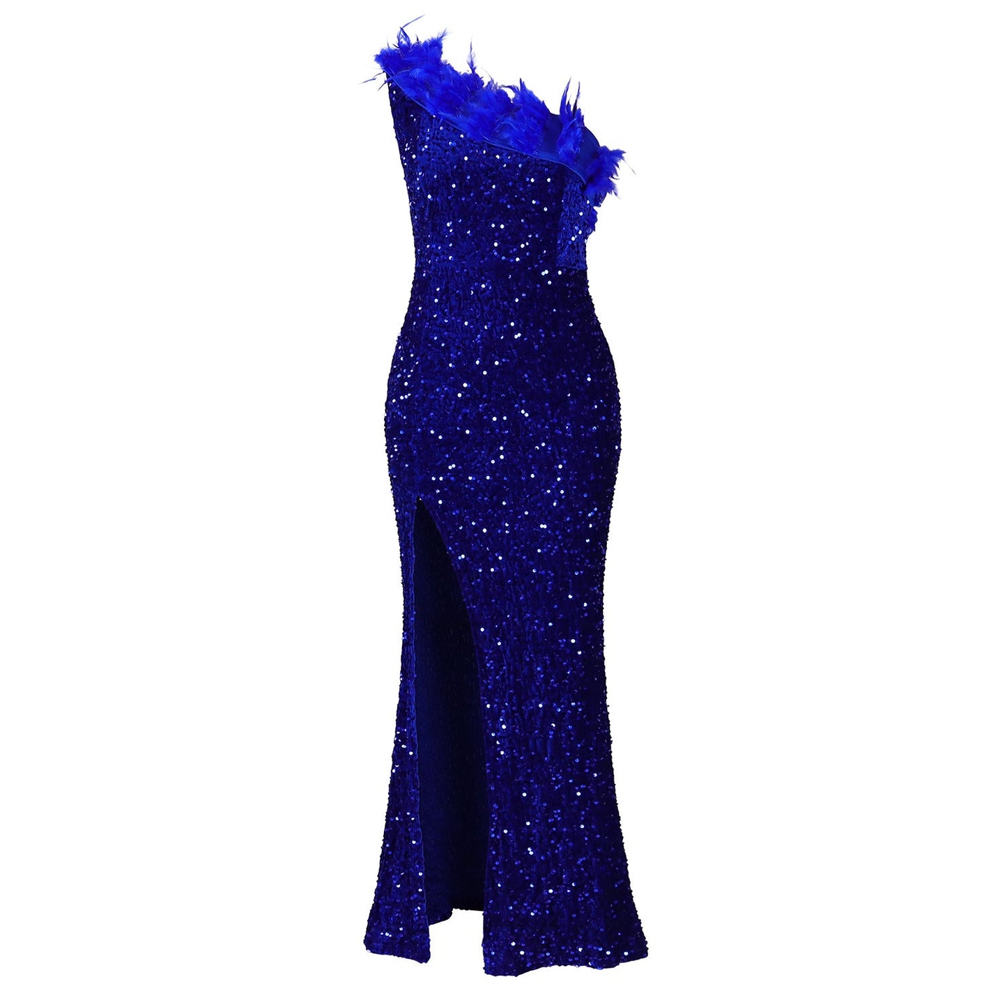 Elegant High-Waisted Split Maxi Dress With Sequins