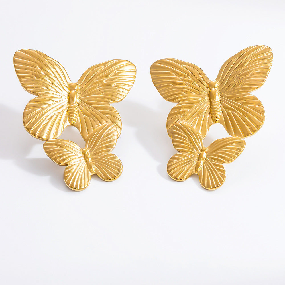 Floral Stainless Steel Stud Earrings Elegant Silver