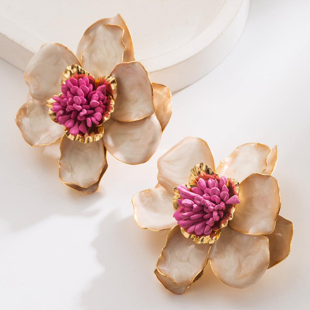 Elegant Vintage Camellia Flower Earrings Luxury Style